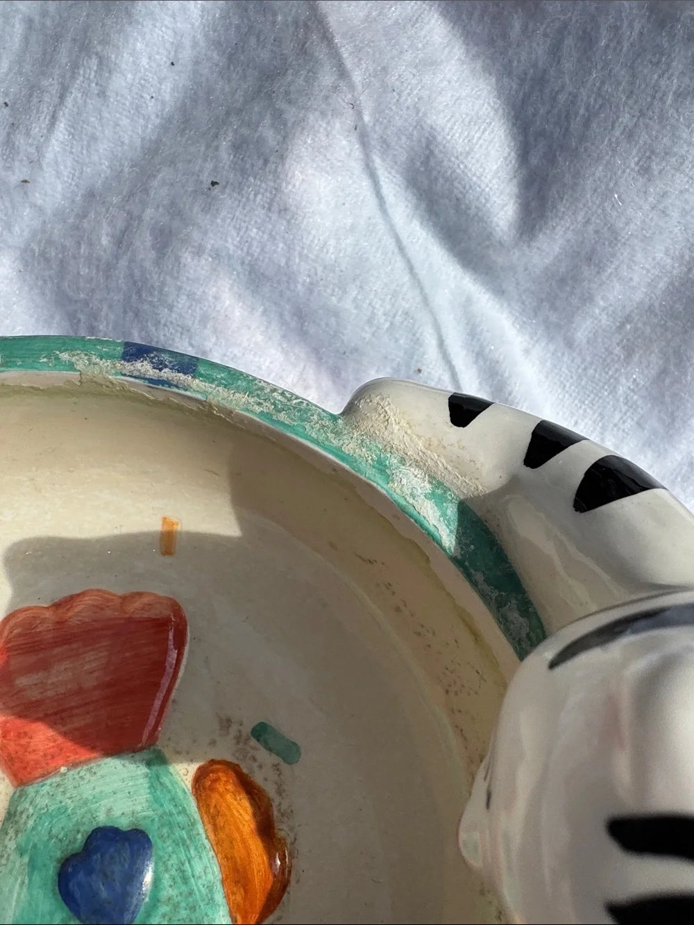 Handpainted Cat Bowl with Colorful Fish Motif
